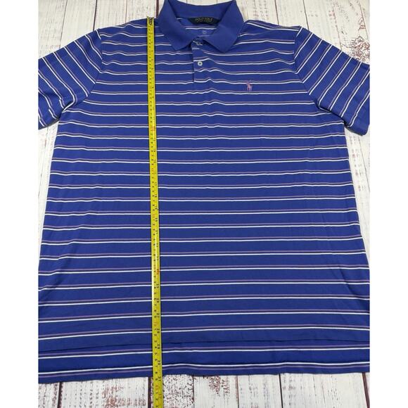 Vintage Polo Ralph Lauren Golf Polo Shirt Men's Size XL Short Sleeve Blue Stripe - Picture 6 of 8